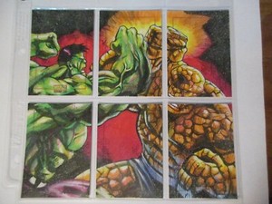 2012 Marvel Bronze Age Allen Geneta 6 Card Sketch Puzzle Set Hulk & Thing - P01
