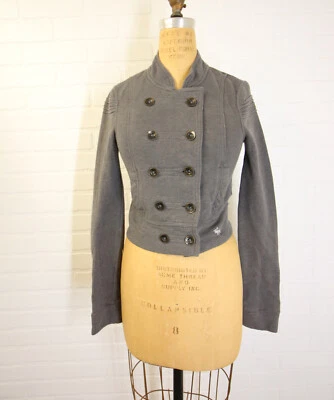 Abercrombie & Fitch Suéter Chaqueta Niñas XL Gris Militar Botón Corto Alce Foto 1 de 4