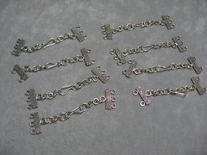 Sterling Silver Loop Clasp with connectors for 2strands and 18mm Extension Chain - Picture 1 of 3