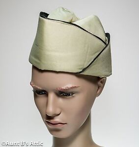 Military Garrison Hat Tan Fabric Covered Foam Envelope Style Costume Army Hat OS