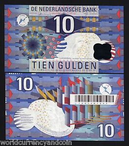 NETHERLANDS 10 GULDEN P99 1997 GEOMETRIC BIRD BILL WORLD MONEY NOTE X 10 PCS LOT