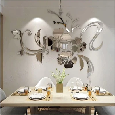 3D Wandaufkleber Blumen Spiegel Wandtattoo moderne Kunst Deko Wohnzimmer Schl... - Bild 1 von 2