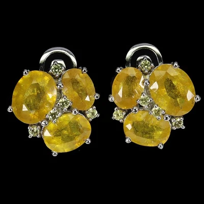 Pendientes de plata de ley Black Friday zafiro amarillo ovalado 9x7 mm gema de zafiro Foto 1 de 4