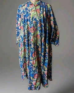 Vintage Bete Collection Honolulu Chintz Floral Blue Rose Mumu Dress Sz 14 - Picture 1 of 8