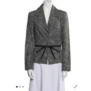 ESCADA Womens Blazer Jacket Wool Blend Black White Size 44 US 10 - Picture 1 of 8