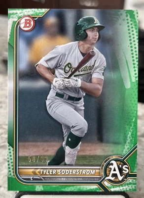 2022 Bowman Prospects Tyler Soderstrom #BP-41 Green Border /99 Oakland A’s - Image 1 of 2