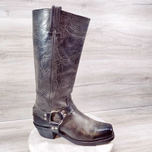 Vintage Frye Harness 15R Damenstiefel 8,5 anthrazitgrau Motorrad Biker eckige Zehenpartie Western - Bild 1 von 12