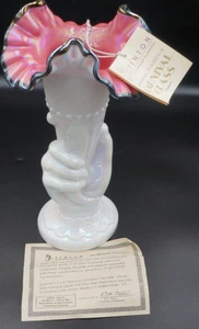 Große 11" Fenton irisierte schwarze Rose Handvase mit orig. Etikett und Zertifikat - Bild 1 von 8