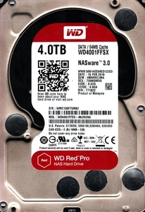 WD4001FFSX-68JNUN0 S/N:WMC13 DCM:HBNNNTJMA WESTERN DIGITAL 4TB MALAYSIA FEB 2016 - Picture 1 of 2