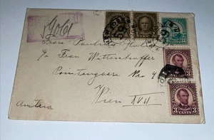 Correo registrado de Estados Unidos de 1927, Nueva York a Viena, Austria, US Tide SC555.561.622 sellos - Imagen 1 de 2