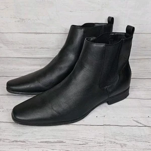 Calvin Klein Fenwick Schwarz Leder Chelsea Boots Herren Größe 9 Slipper - Bild 1 von 12