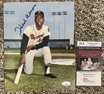 Hank Aaron Signed 8x10 Photo Autographed Braves JSA Coa HOF - Image 1 of 4
