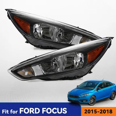Upgrade Halogen Headlights For 2015-2018 Ford Focus Black Left+Right Conversion Foto 1 de 4