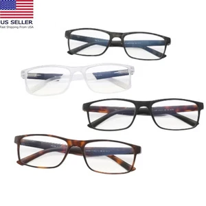 Reading Glasses Men Rectangle Blue Light Blocking 4 Piece Set Strenght +2.25 - Picture 1 of 12