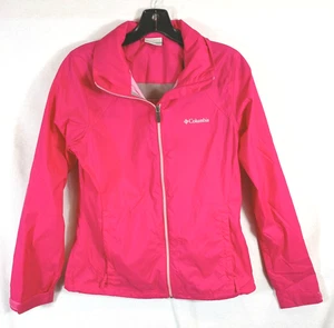 Columbia Women’s Red Hooded Rain Jacket Windbreaker Size Med Packable - Picture 1 of 9