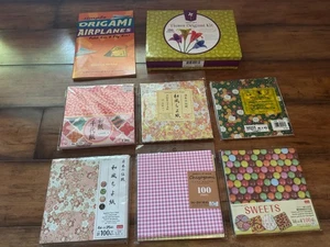 MIXED LOT OF PATTERNED ORIGAMI PAPER • MOST UNOPENED • AIRPLANES, FLOWERS - Picture 1 of 5