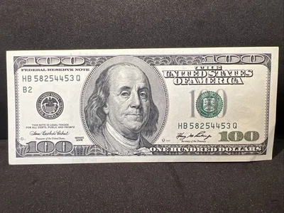 Series 2006 US One Hundred Dollar Bill Note $100 New York HB 58254453 Q - Image 1 of 4