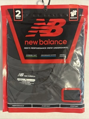 New Balance  Performance Crew Undershirts Short Sleeve T-Shirt Size M Gray Black - Image 1 of 2
