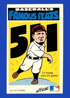 1972 Fleer Famous Feats Set-Break # 11 Cy Young EX-EXCELENTE ESTADO *GMCARDS* - Imagem 1 de 2