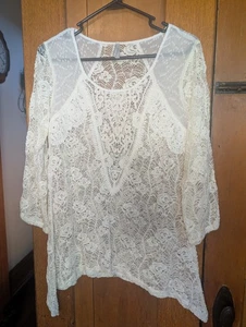 Camicetta Vanity Sheer in pizzo avorio Y2K Fairycore taglia small -111 - Foto 1 di 6