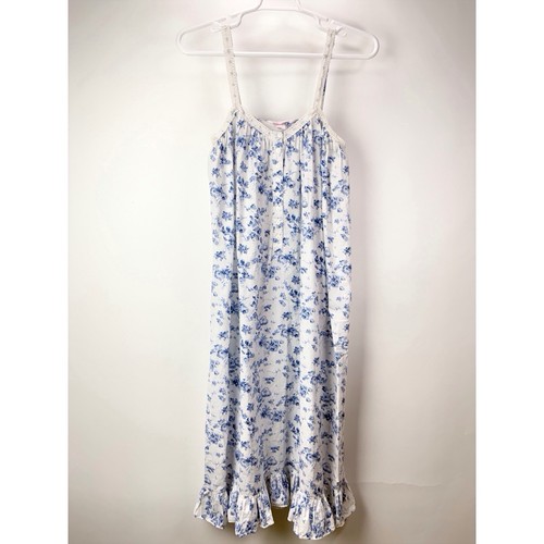 UNDERCOVER Abito vintage Victorias Secret cotone maxi floreale slip bianco blu taglia small