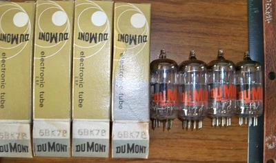 4 tubos fuertes NOS DUMONT placa gris corta BIG O Getter 6BK7B Foto 1 de 3