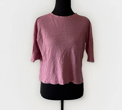 Camisa Vince Mezcla Lino Talla Grande Cintura Corta Rosa Costera Preppy Cápsula Boho Foto 1 de 4