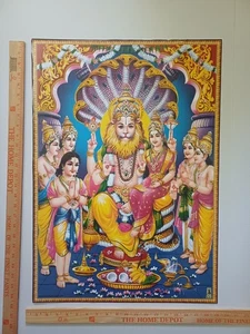 Lord Vishnu Half-Lion Narsimha Avatar Darbar - Hinduism Poster 18x25 Inch - Picture 1 of 2