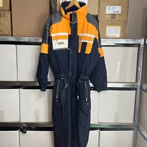 Vintage 90s Brugi Snowsuit Mens One Piece Suit Size 54 Black Orange - Picture 1 of 16