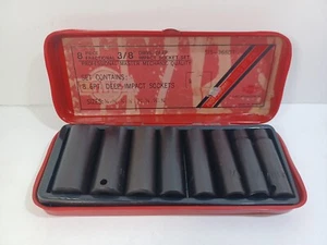 VINTAGE NEW SUNEX  8 PIECE 3/8" DRIVE 6 POINT SAE DEEP IMPACT SOCKET SET 368DT - Picture 1 of 9