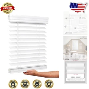Sophisticated Embossed Faux Wood Blinds – 36x36 Cordless Indoor Window Coverings - Picture 1 of 8