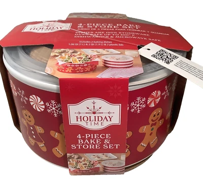 Conjunto de 4 peças para assar e armazenar - 100% grés - pão de gengibre luz das estrelas e doces design duplo - - Imagem 1 de 4