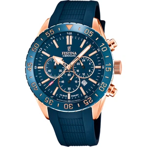 Festina F205161 Mens Blue Rubber Straps Analog Dial Quartz Wristwatch 44 mm - Picture 1 of 4