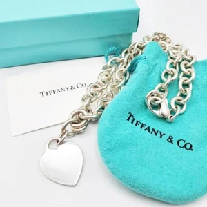 Tiffany & Co 15.5” 10mm CHUNKY Sterling Chain Heart Tag Necklace NO MONO! - Picture 1 of 11