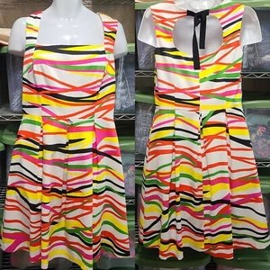 David Meister Dress Women's 12 Colorful Mod 70's Sleeveless Pocket Tiny Flaw - Picture 1 of 13