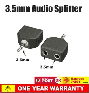 3.5mm Male to Dual 3.5mm AUX Female Stereo Audio Splitter Connector Converter AU - Picture 1 of 3