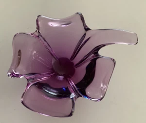 Murano Purple Blue Italian Art Glass Four Leaf Clover Bowl Dish - Picture 1 of 24