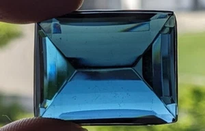 ♥Nr. G22b - Großer alter Glasstein blau Facettenschliff Neugablonz 30 x 24 mm♥ - Bild 1 von 2