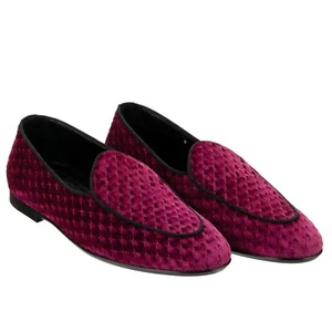 DOLCE & GABBANA DG Logo Velvet Shoes Loafer Moccasins CARAVAGGIO Pink 43 US 10 - Picture 1 of 7