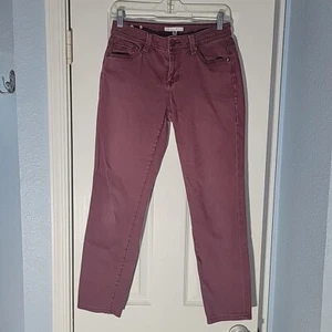 CAbi Jeans Womens 2 Red Maroon Denim Bordeaux Skinny Curvy Stretch Moto 126 - Picture 1 of 12
