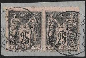 FRANKREICH - WEISER TYP PAAR NR. 97 AUF FRAGMENT GESTEMPELT DATUMSSTEMPEL - Bild 1 von 1