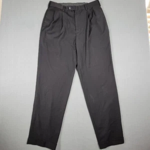 John Henry Pants Mens 34x32 Black Career Slacks Pleated Cuffed  - Picture 1 of 9