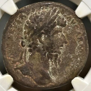 Lucius Verus AE Sestertius AD 161-169 Mars NGC Ch F - Picture 1 of 4