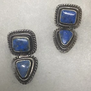 Thailand 925 Sterlingsilber Lapislazuli Stein Ohrringe Hängepfosten - Bild 1 von 9