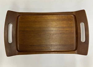 Dansk Teak Wood Serving Tray 24" Rectangle with Handles, Vintage - Picture 1 of 3