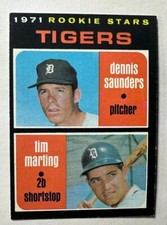 1971 Topps # 426 Detroit Tigers Rookie Stars Dennis Saunders & Tim Martling NM