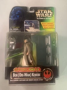 Star Wars Obi-Wan Electronic FX Power of the Force POTF Green Card 1996 NIB - Picture 1 of 2