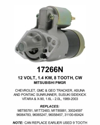 Arranque compatible con Asuna Sunrunner 1,6 L/98CI L4 1992 - 1993 F042001037, SR4501X Foto 1 de 4