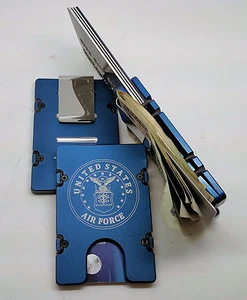 U. S. Air Force ,  Aluminum Wallet/Credit Card Holder, RFID Protection, Blue - Picture 1 of 4