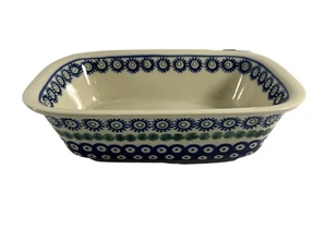 Vintage Polish Pottery Handmade Boleslawiec Baking Serving Dish Pan Blue - Picture 1 of 9